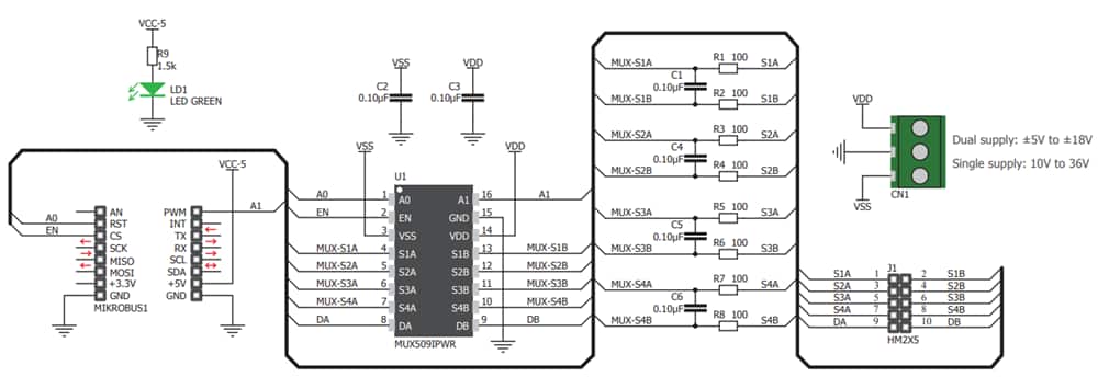 Schematic - MikroElektronika 多路复用器click板 (MIKROE-3247)
