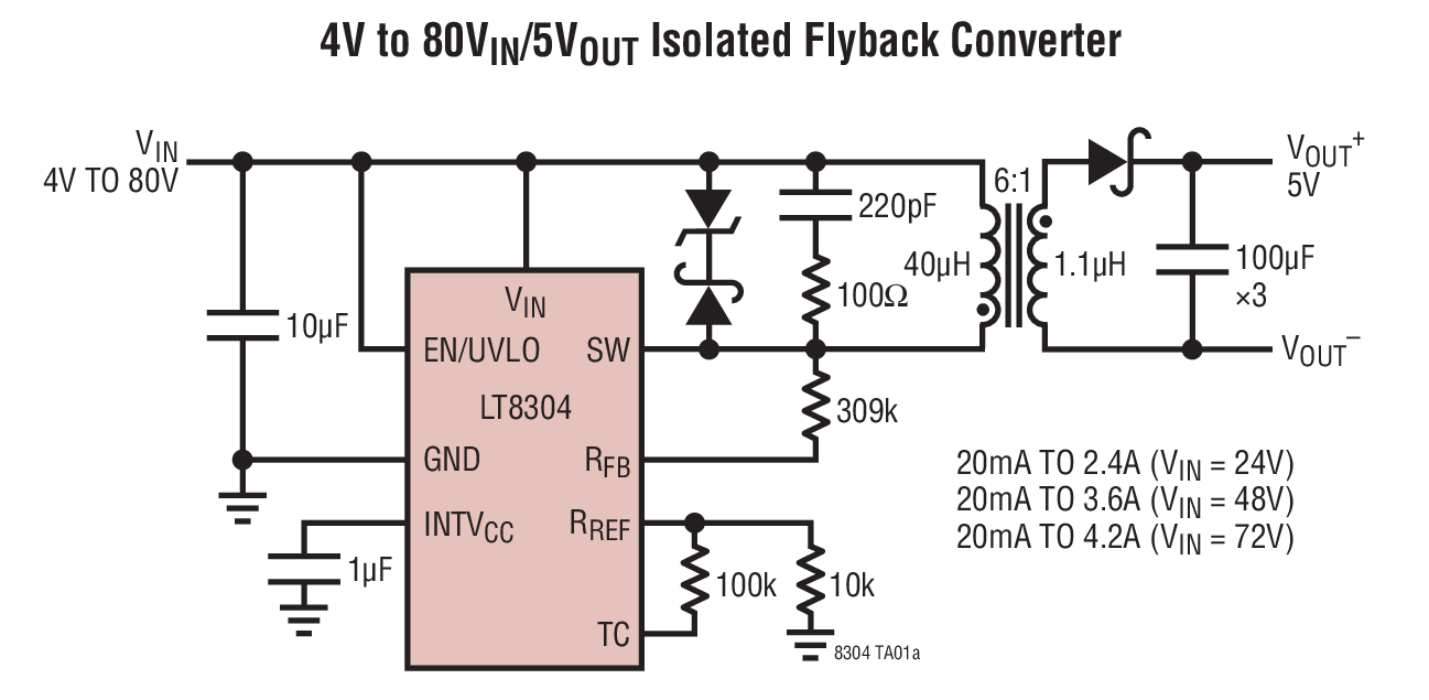 LT8304 Typical Application