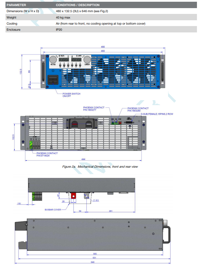 Mechanical Drawing - Bel Power Solutions TSR10大功率可调直流电源