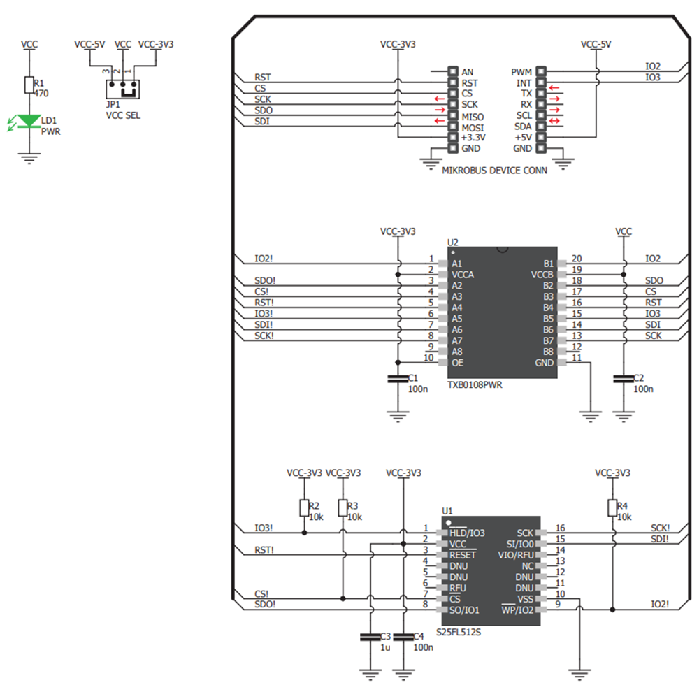 Schematic - MikroElektronika Flash 4 click板 (MIKROE-3191)