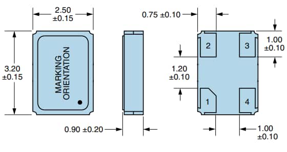 Mechanical Drawing - Ecliptek EB19E2 Crystal Clock Oscillators