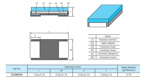 Mechanical Drawing - Panasonic ERJ-MFBA大功率电流检测电阻器