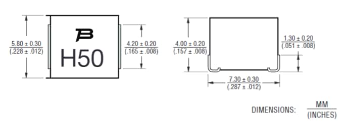 Mechanical Drawing - Bourns SF-2923HC-C SingleFuse™ SMD保险丝
