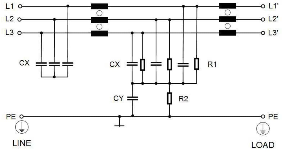 Schematic - Schaffner FN 3287/3288 EMC/RFI Filters