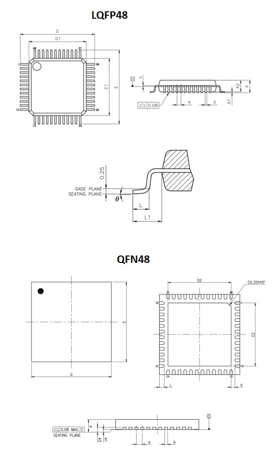Mechanical Drawing - WIZnet W5100S Embedded Internet Controller Chip