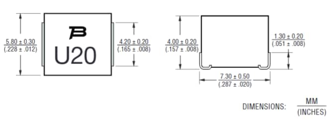 Mechanical Drawing - Bourns SF-2923UC-C SingleFuse™ SMD保险丝