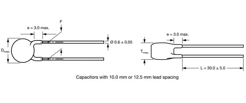 Mechanical Drawing - Vishay / BC Components AY1汽车级交流电容器
